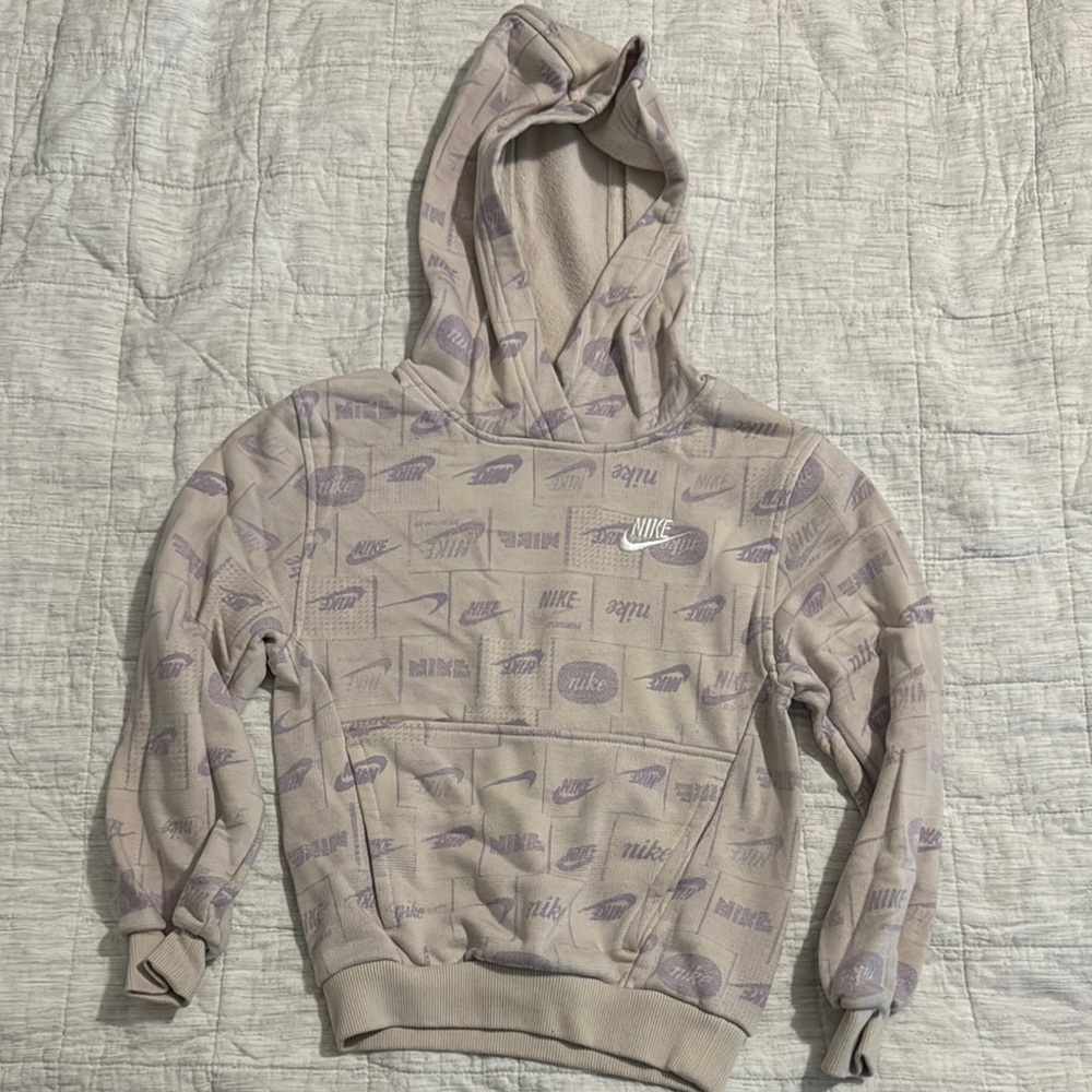 Kid’s Nike Beige and Lavender Logo Hoodie